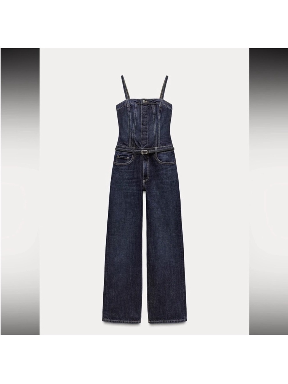 Zara Belted Denim Jumpsuit
